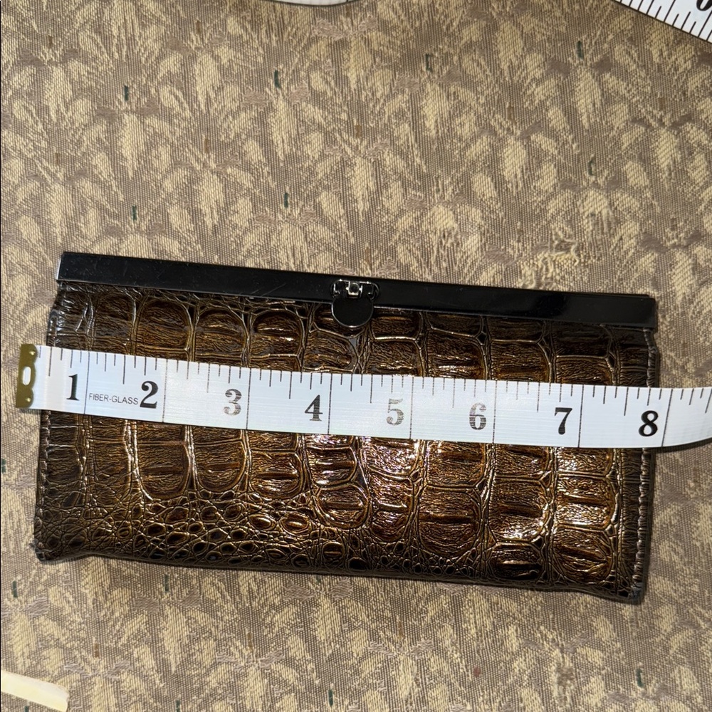 Brown Crocodile Embossed Clutch